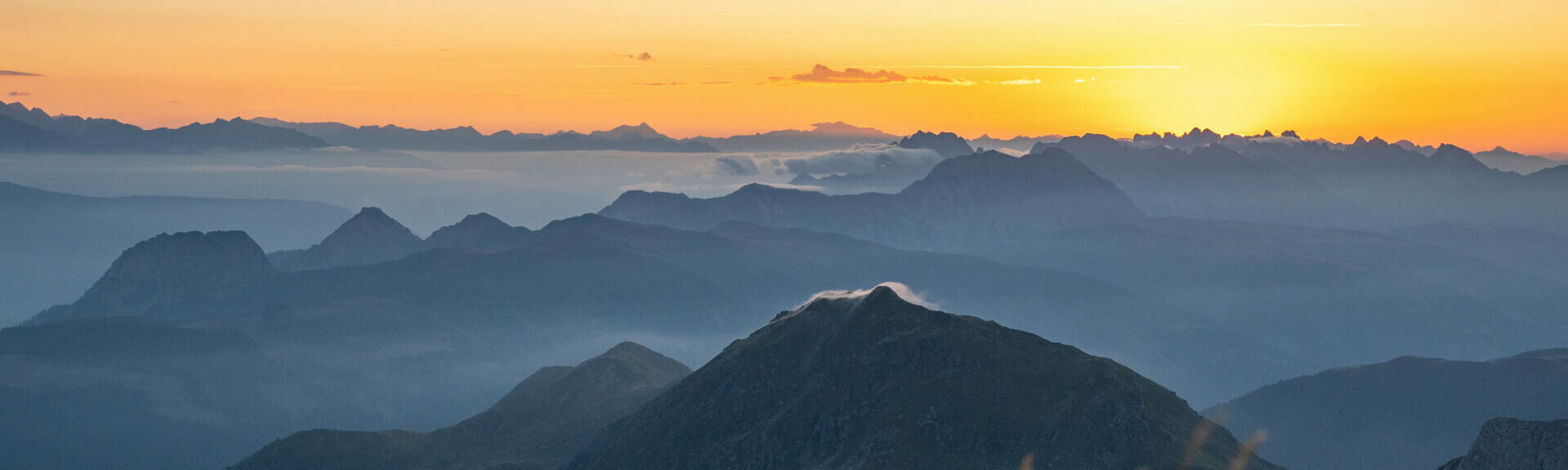 Sonnenuntergang Pfannspitze Rundumblick